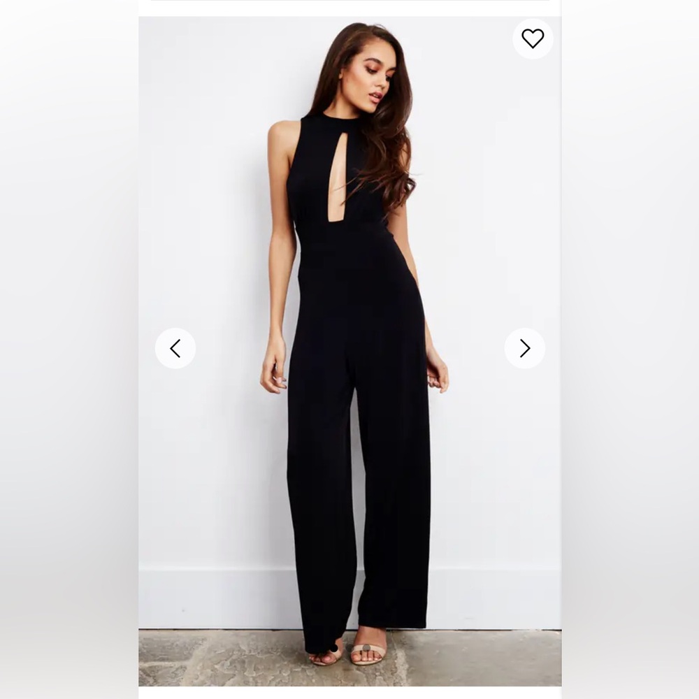 Silkfred Sleeveless Wide Leg Keyhole Fleabag Jumpsuit With Open Back In Black